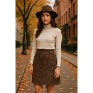 Harold's Women's Brown Paisley Print Knee Length Skirt | Dark Academia Classic